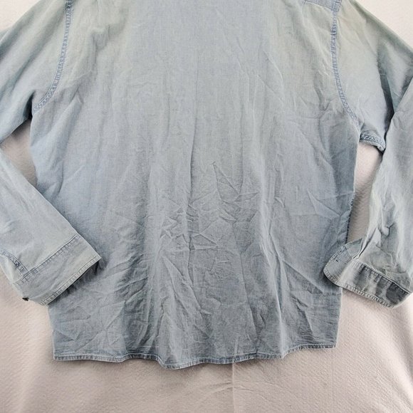 Wrangler Shirt Men's Long Sleeve Button Up Collared Denim Blue Extra Large - Picture 10 of 12